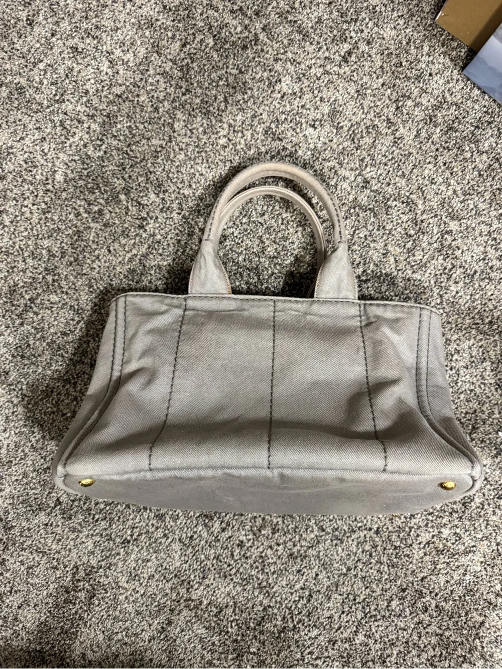 Prada Gray Canvas Tote with White Logo